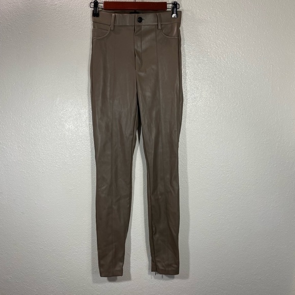 Zara Faux Leather High Waisted Leggings Taupe size XS - Picture 12 of 12